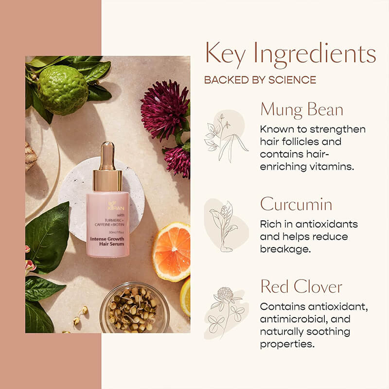 private label nutrient solution turmeric caffeine natural organic hair growth serum